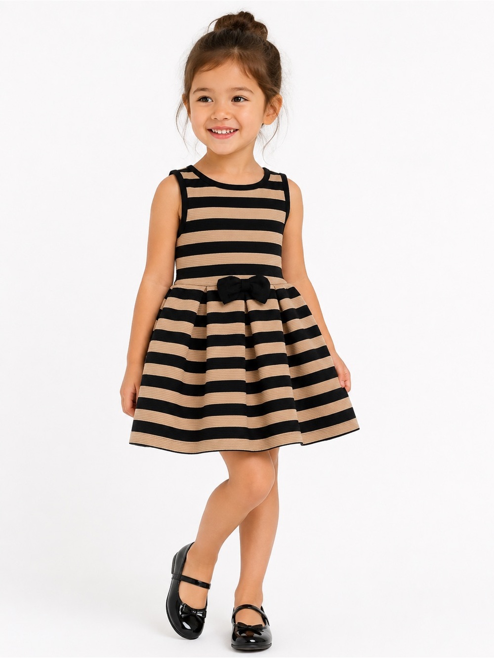 Janie and Jack Girls Striped Fit & Flare Dress Size 3 Bow